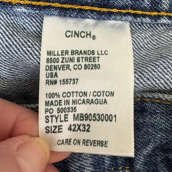 Cinch Jeans Mens 42*32 Medium Wash Relaxed Fit Green Label Original Tapered Leg - Picture 3 of 10